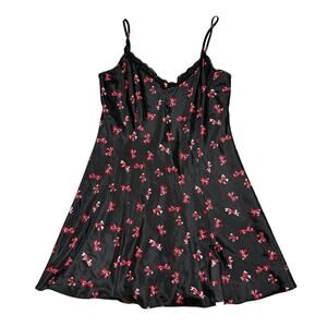 Delicates Womens Size S Bow Print Short Satin Slip Dress